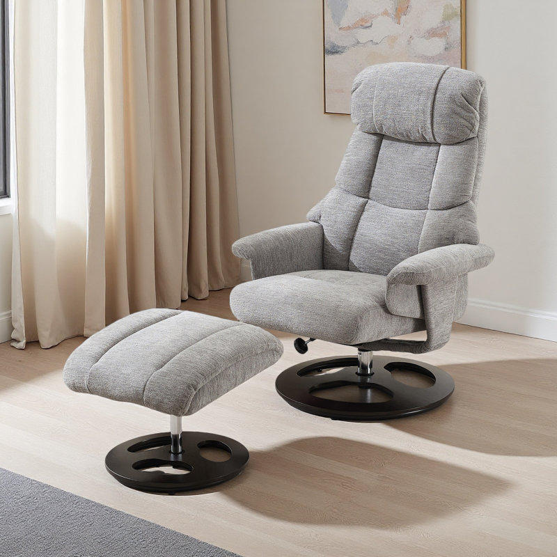 Ergonomic Recliner Chair With Ottoman, Modern 360° Swivel Lounge Chair With Footstool, Chenille Fabric, 5 Point Vibration Massage, Seat Heating & 140° Adjustable Backrest For Home Or Office