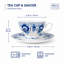 Tasse et soucoupe en porcelaine fine Signature, décor treillis cobalt de style Gzhel