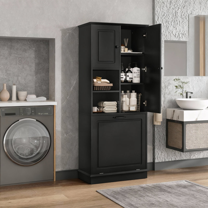 Grande armoire de rangement avec tablettes réglables, Noir