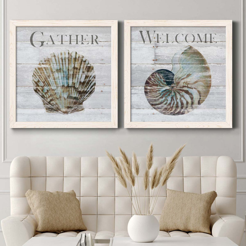 «Shell Gather», ensemble de 2 impressions sur toile, H 31,5 po x l 63 po x P 1,5 po, Toile blanche encadrée