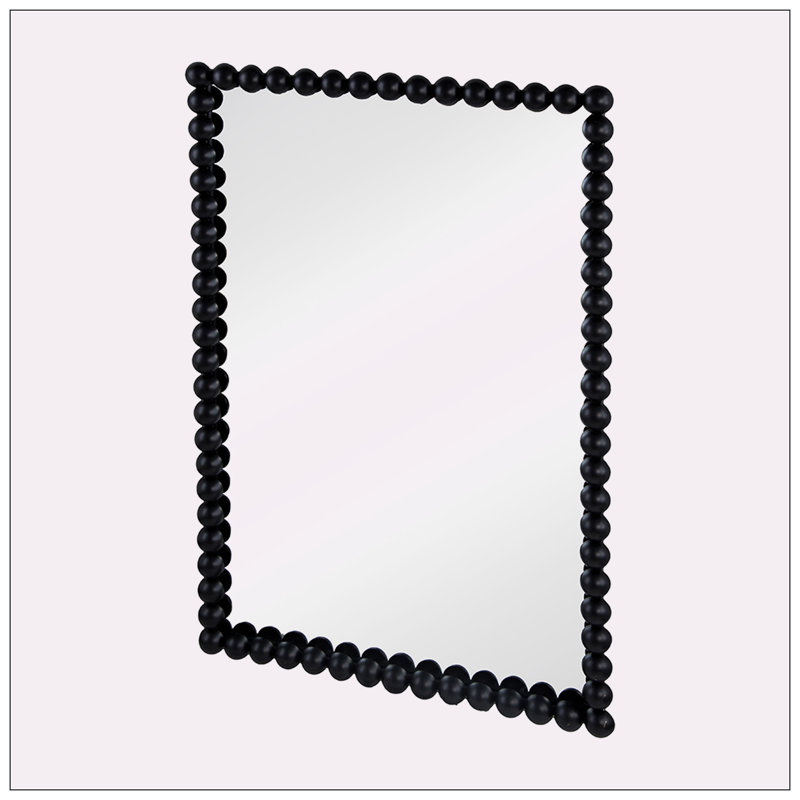 Harley Black Iron Beaded Rectangular Wall Mirror