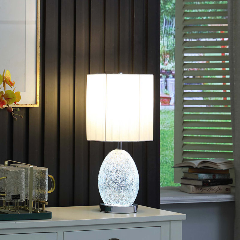 Lampe de table en verre / métal argenté 20 po In Niels