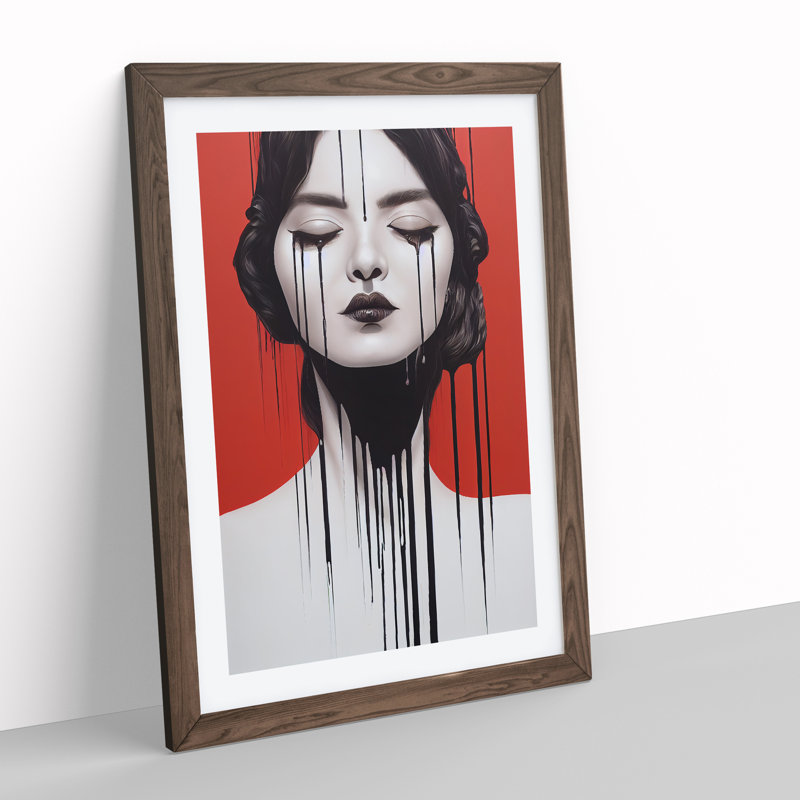 Painted Woman No.1 Abstract - Wall Art, 48cm H x 36cm W, Walnut Framed