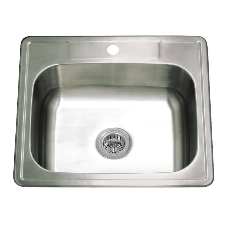 Kingston Brass Studio 25-Inch Stainless Steel Self-Rimming Single Bowl Bar Sink With 1-Hole Drain And Strainer