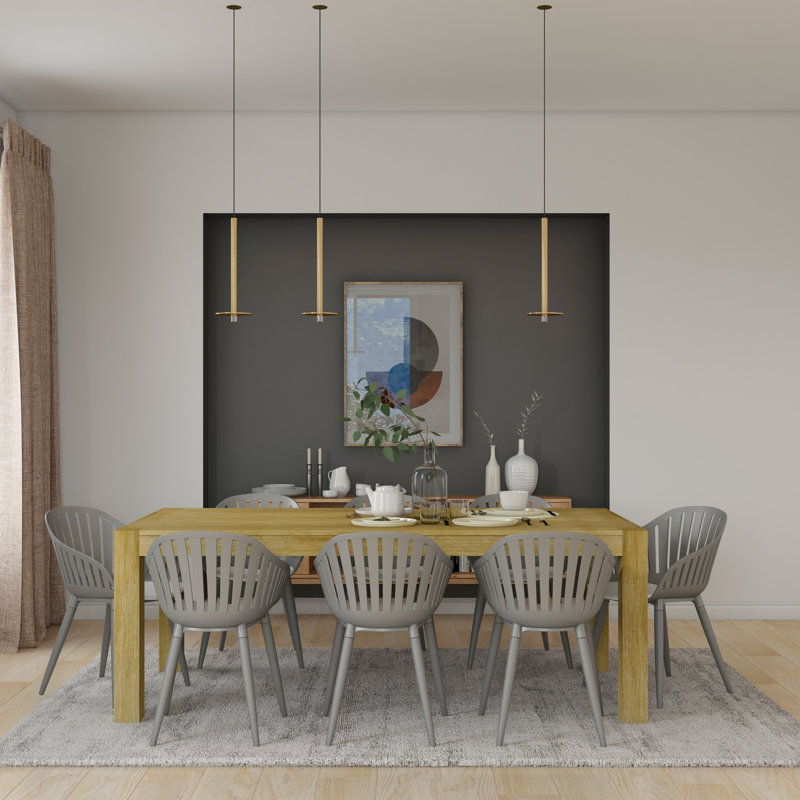 Alyisa 8 - Person Solid Wood Solid Wood Top Four Leg Dining Set, Gray, 9 Pieces: Table, 8 Chairs
