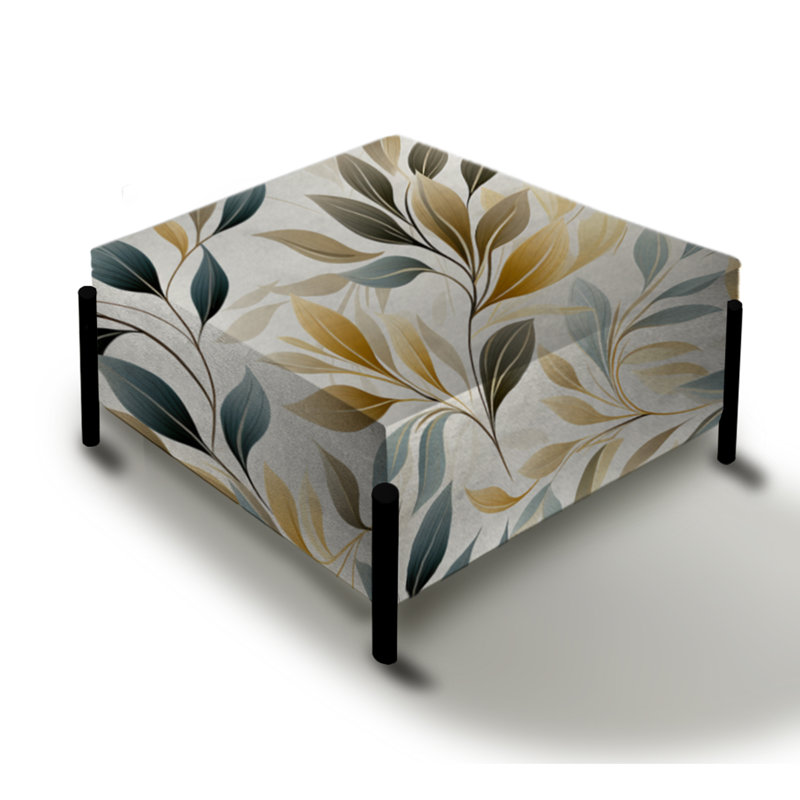Repose-pieds carré Neutral Leaves II - Plants Large