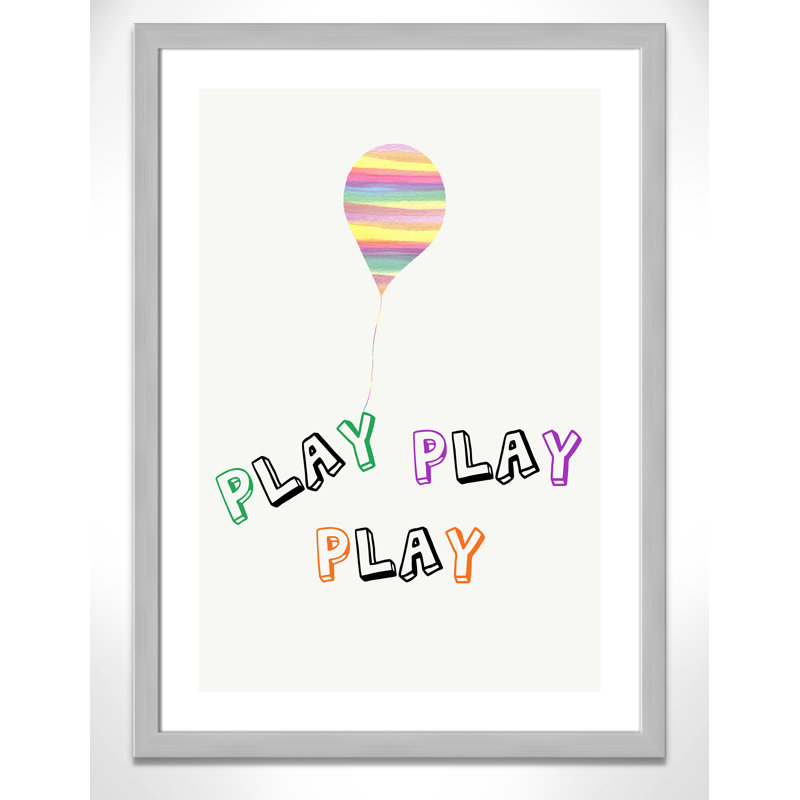 Play Play Play, impression sur papier, H 34,5 po x l 24,5 po x P 0,6 po, Encadré plat argent