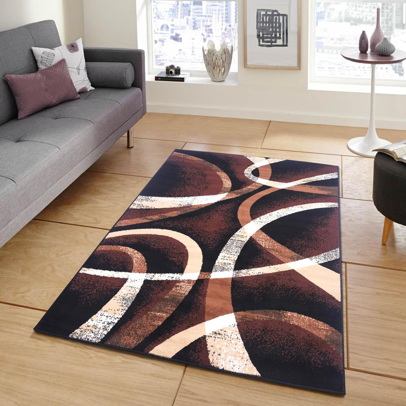 Woven Trends Modern Kawan Area Rug with Classic Geometric Design, Brown, Runner 2' x 8', Circles, Brown 