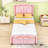 Upholstered Platform Bed with LED Lights and Adjustable Height Headboard-1208835762-1208835767