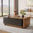 Extendable Coffee Table With 2 Storage Drawers, Dual-Tone Center Table With Sliding Tabletop-1353149499