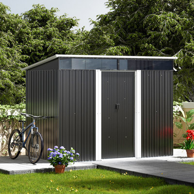 Charcoal Black Flat Roof Tool Shed