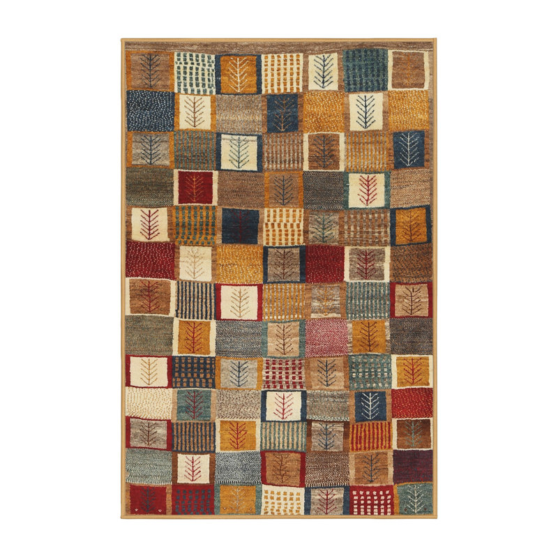 Tapis contemporain beige / brun / gris, Rectangle 7 pi x 9 pi