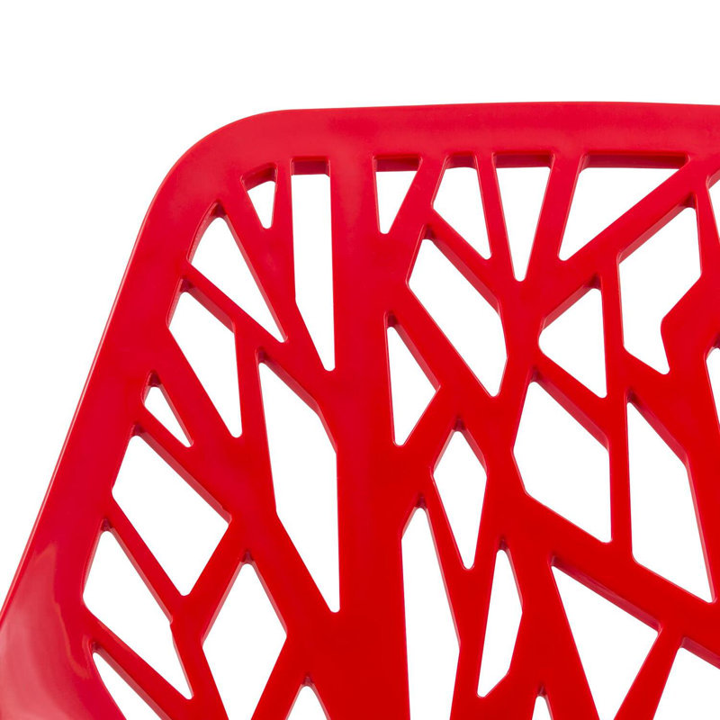 Red Color Side Chair with Chromed Legs