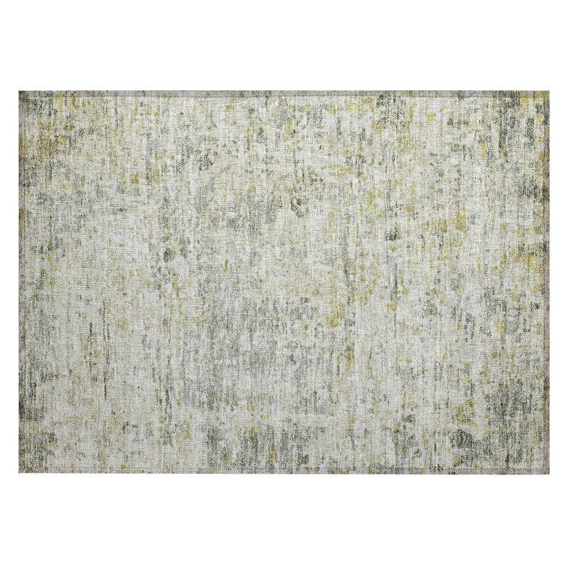 Sage Green Abstract Washable Indoor Outdoor Rug 30" x 20"