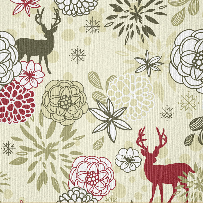 Aliannah Deer Flowers Christmas Fabric