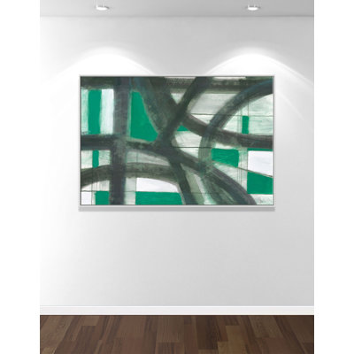 Emerald Glass Stain  Floater Frame Painting Print on Canvas