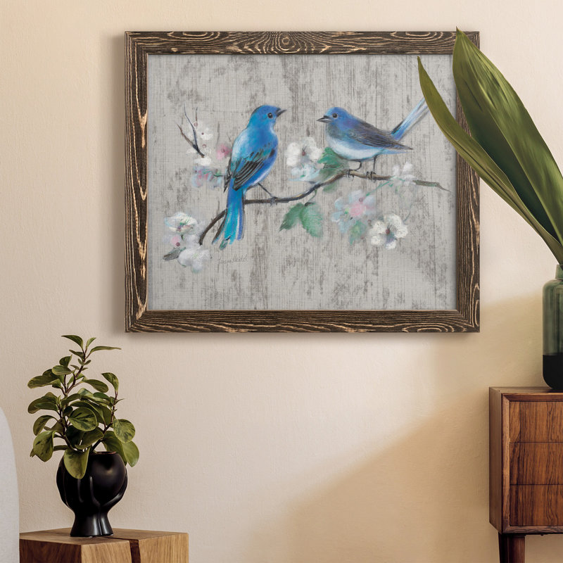 Chanson du printemps II - peinture sur toile encadrée, H 24 po x l 18 po x P 1,5 po, Noyer