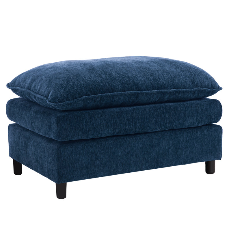 Comfy Chenille Ottomann For Living Room,Bedroom,Apartment, Blue
