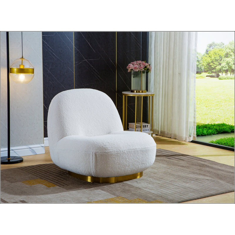 Chaise d'appoint pivotante rembourrée Ponteland, Velours blanc