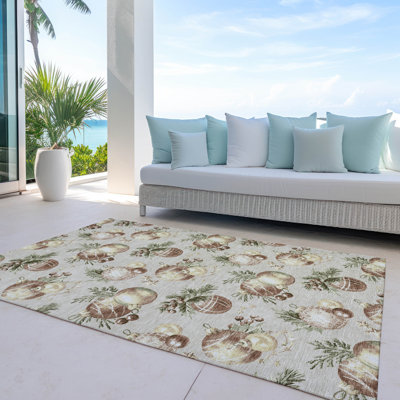 Tapis beige de boules de Noël intérieur / extérieur lavable à la machine