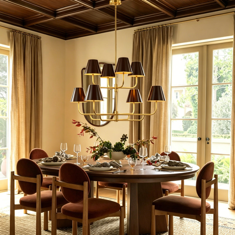 Corina 8-Light Dimmable Tiered Chandelier, Brown