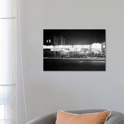 1930s New And Used Car Lot At Night Automobile Sales Sixth Avenue And Waverly Street Greenwich Village New York City USA - Wrapped Canvas Print