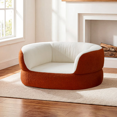 Canapé-lit semi-enveloppé pour chien de grande taille et de taille moyenne de moins de 70 lb, canapé-lit en fausse peau de mouton, canapé orthopédique surélevé, sans assemblage