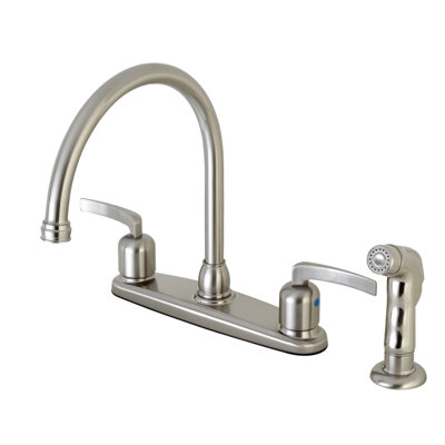Kingston Brass Centurion Two-Handle 4-Hole 8" Centerset Kitchen Faucet with Side Sprayer
