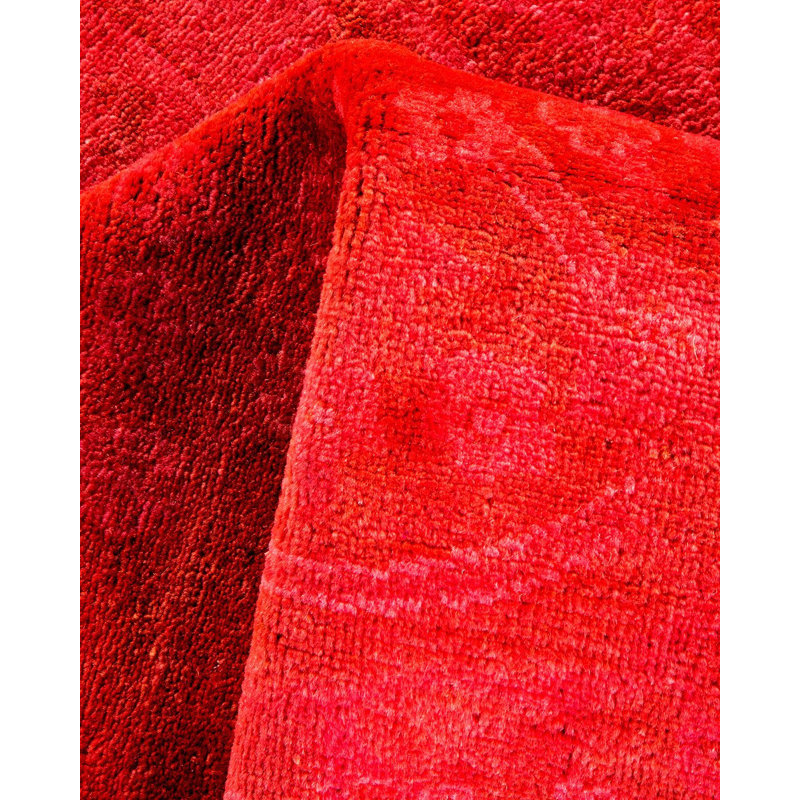 Tapis rose noué à la main de conception unique Holsworth - rose