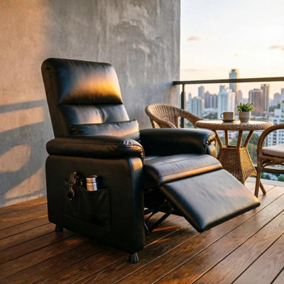 Fauteuil inclinable électrique Power Lift avec massage et chaleur, port USB, siège rembourré, noir