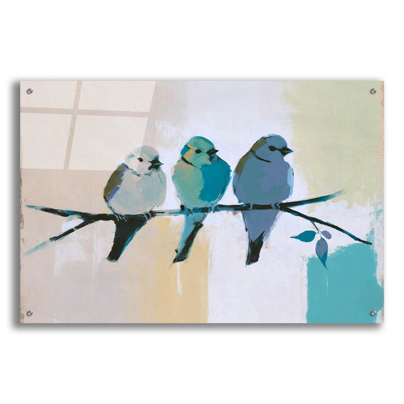 «Whispering Birds» par Svetlana Aleynikova, art mural en verre acrylique, H 24 po x l 36 po x P 0,2 po