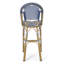 Ensemble de 2 tabourets de bar français d'extérieur - Assise en rotin pe d'une hauteur de 29,5 po, finition en bambou aluminium