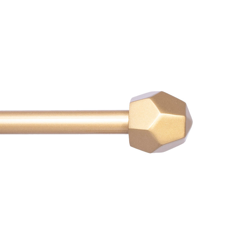 Kingstown Burnished Adjustable 0.5" Single Curtain Rod, Burnished Brass, 28" - 48"