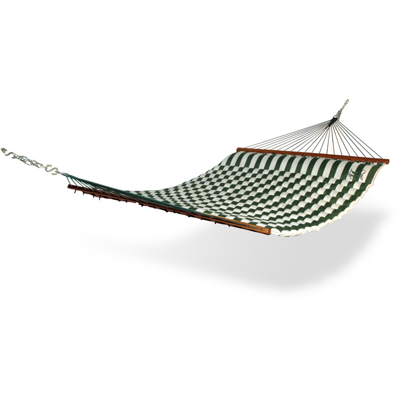 Hamac rayé à double barre d'écartement, Vert / blanc