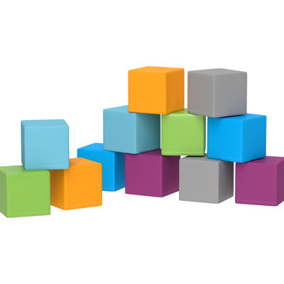 Soft Play Foam Blocks For ' Education, 12 Piece , Preschool, Multicolor, 7.75"X7.75"X7.75", 12-36 Months, Pu Covered Preschool Learning, Educational,