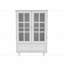 Minimalist White Buffet Cabinet with Double Glass Doors and Drawer