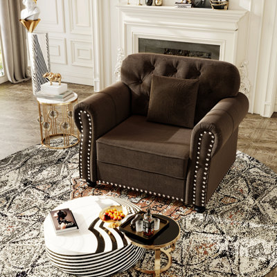 Chaise rembourrée avec garniture cloutée, fauteuil Chesterfield capitonné, 1 oreiller
