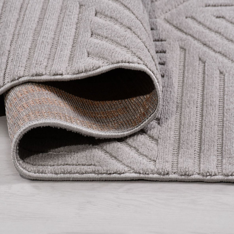 Tapis moderne / abstrait beige lavable à la machine antidérapant, Tapis de couloir 2 pi 8 po x 9 pi 11 po