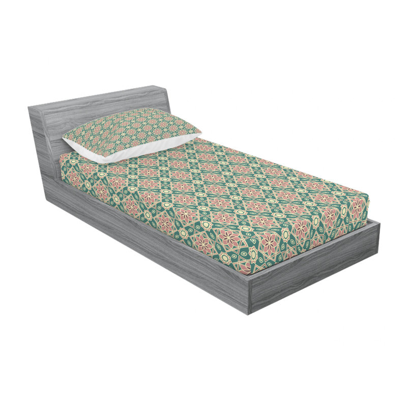 Microfiber Geometric Sheet Set, Twin Sheet Set with Fitted Sheet
