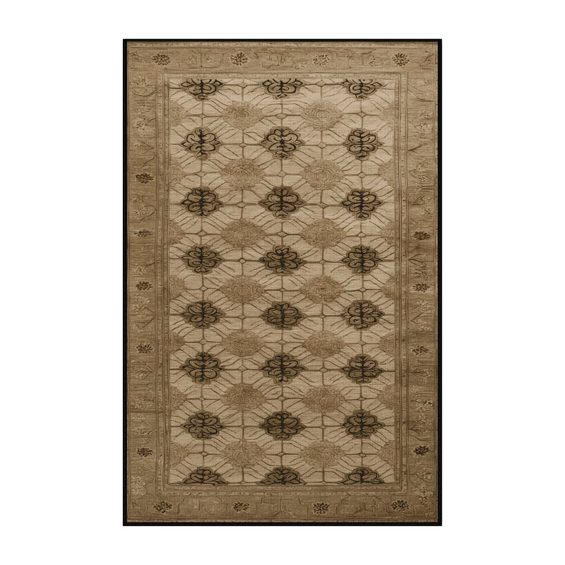 Machine Washable Art Deco Brown Area Rug, Rectangle 2' x 3'