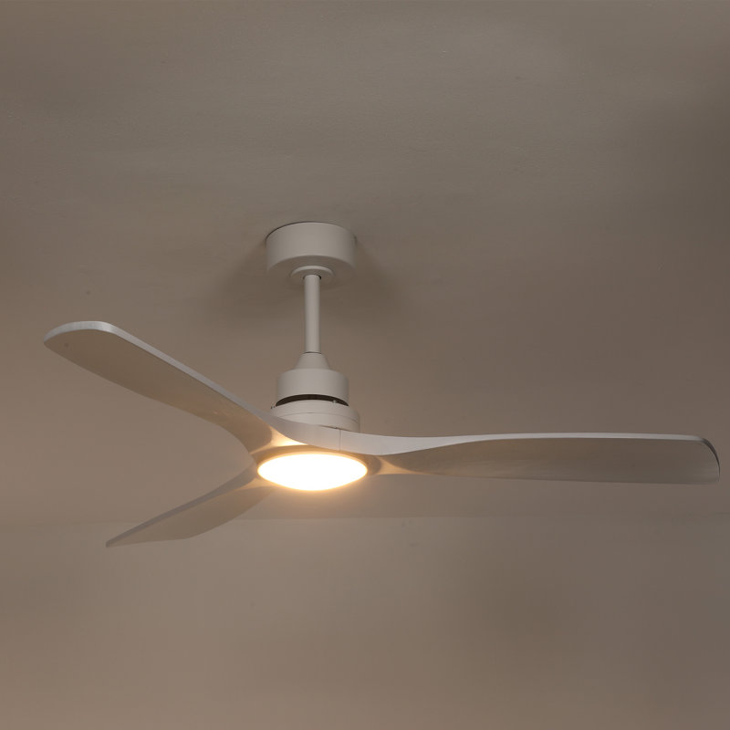 Karlena 52'' Ceiling Fan With LED Lights And Remote Control (Set of 2), White Wood, White