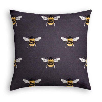Bee Print Cotton Throw Square Pillow Cover