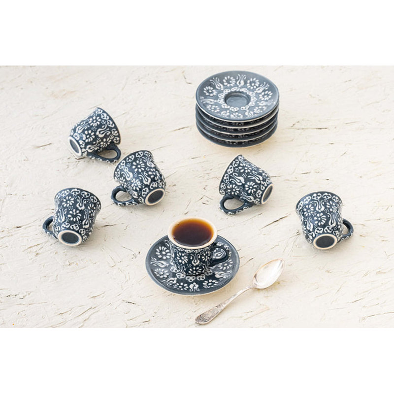 Hand Painted Ceramic Ceramic Espresso Cup, Gray