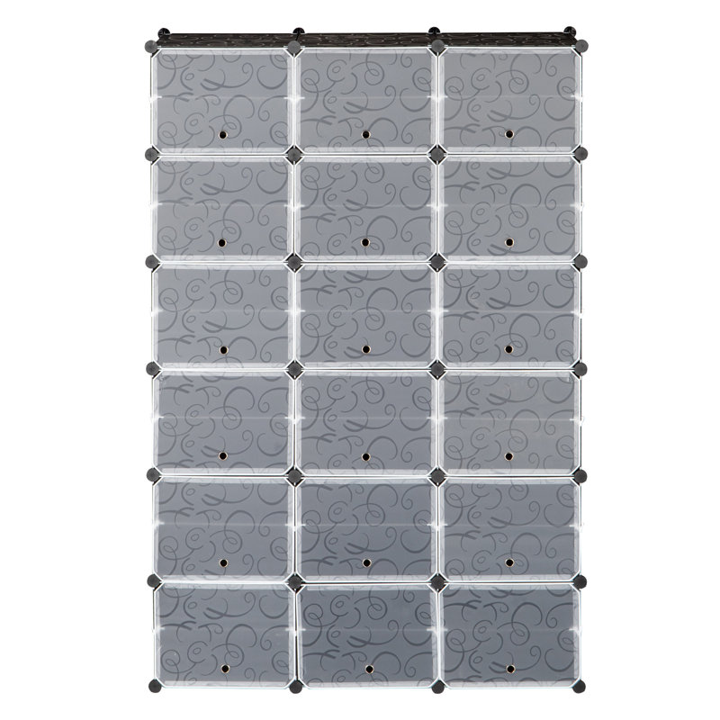 Armoire de rangement empilable pour chaussures, 72 paires (H 72 po x l 47,25 po x P 12 po), Noir
