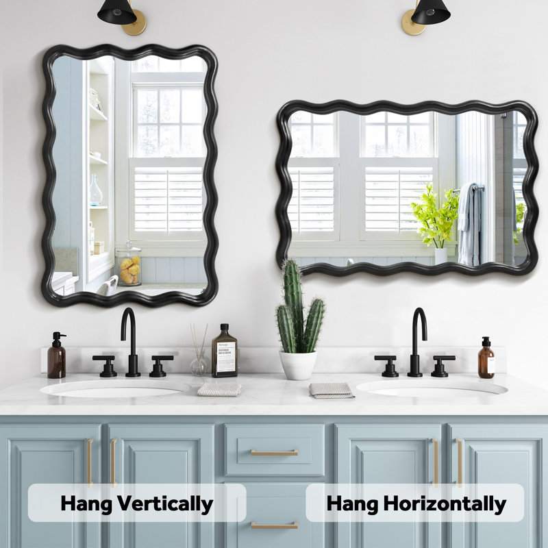 Chepachet Solid Wood Rectangle Mirror, 36" x 24", Black