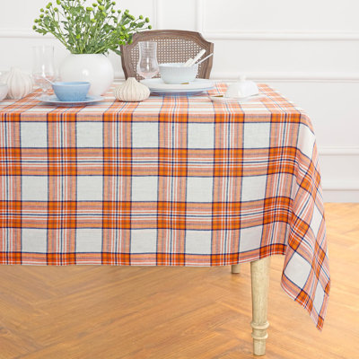 100% Pure Line Tablecloth - Orange Plaid
