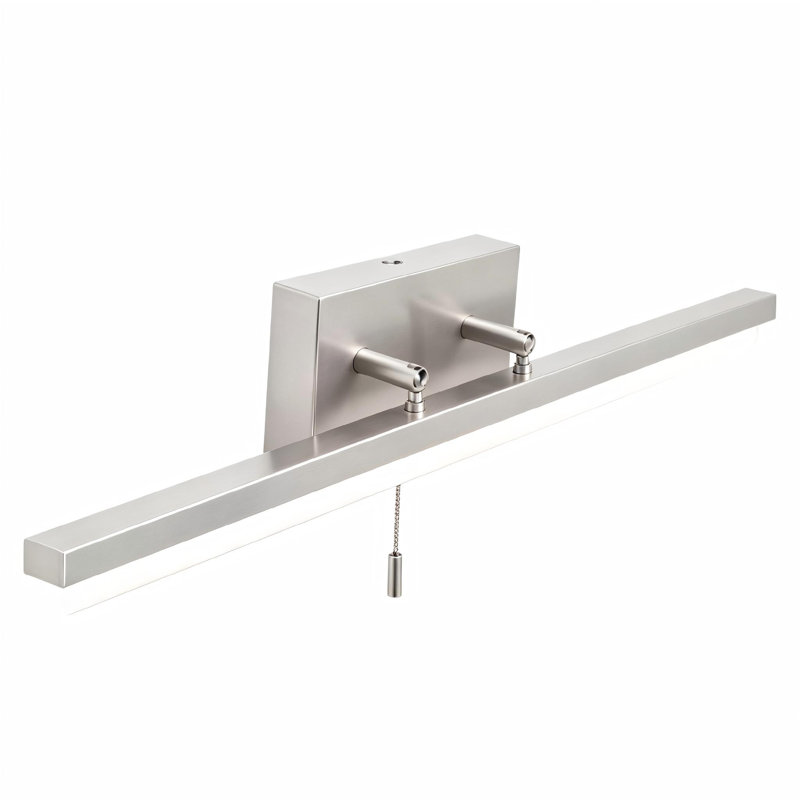 Luminaire de salle de bain à DEL en nickel brossé, applique murale linéaire à intensité variable avec chaînette, miroir moderne