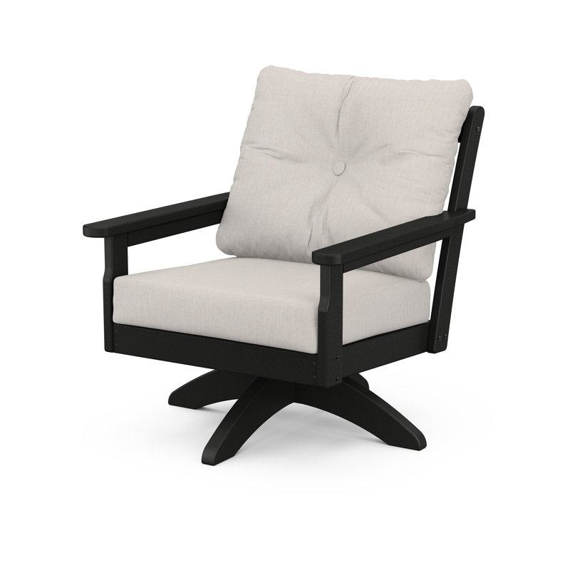 Chaise pivotante à assise profonde Lakeside Vineyard, Noir, Cast cendré