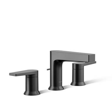 KOHLER Taut 8 in. Widespread Double Handle Bathroom Faucet in Matte Black