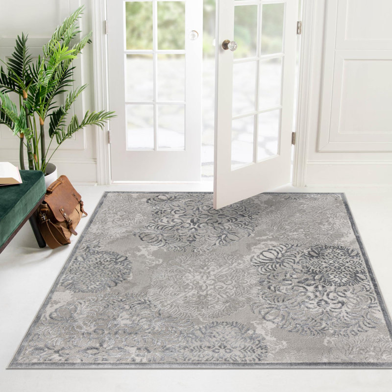 Tapis transitionnel Glencoe couleur galet, Carré 5 pi 3 po